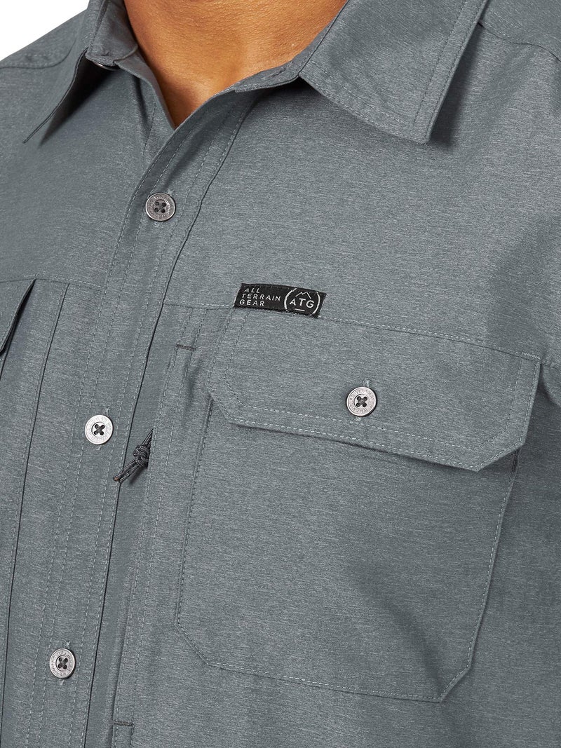 ATG by Wrangler Men's Long Sleeve Mixed Material Shirt, turbulence, Large - Image 3